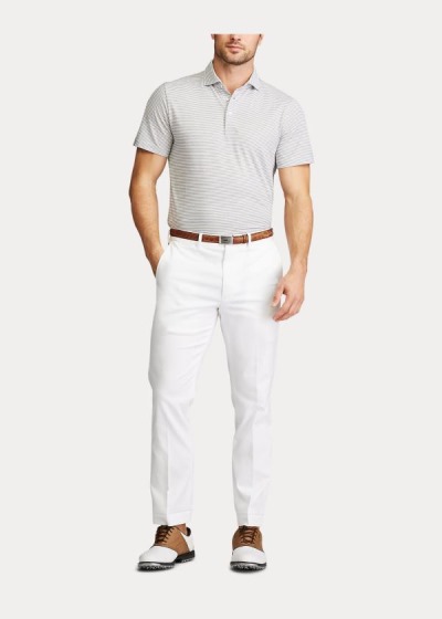 Polos Ralph Lauren Hombre Grises Claro / Blancos - Custom Slim Performance - GKAIL7136